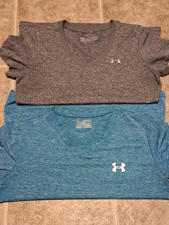 Under Armour Tops - Lot Of 2 Under Armour Heat Gear- Blue Heather- Gray Heather Performance Tee